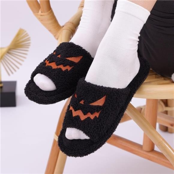 Thanksgiving Pumpkin Slippers for Women & Men Memory Foam Slip On House Slippers - Picture 6 of 7